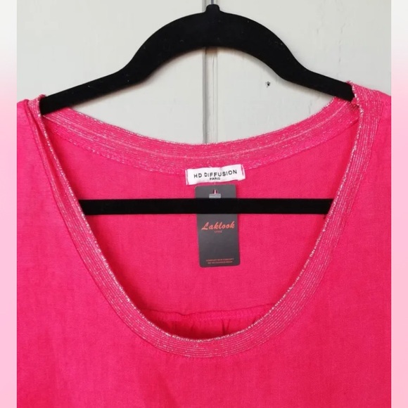 French pink linen blouse size L - Picture 8 of 16